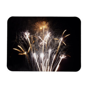 White och Guld Fireworks II Patriotic Firande Magnet