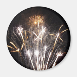 White och Guld Fireworks II Patriotic Firande Magnet