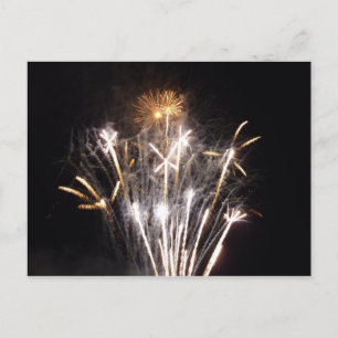 White och Guld Fireworks II Patriotic Firande Vykort