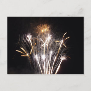 White och Guld Fireworks II Patriotic Firande Vykort