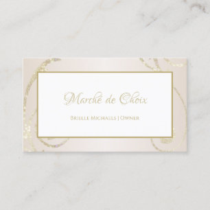 White och Guld Glitter Filigree Beauty Boutique Visitkort