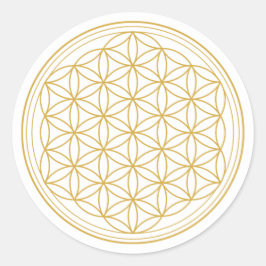 White och Guld Mandala Round Sticker Runt Klistermärke