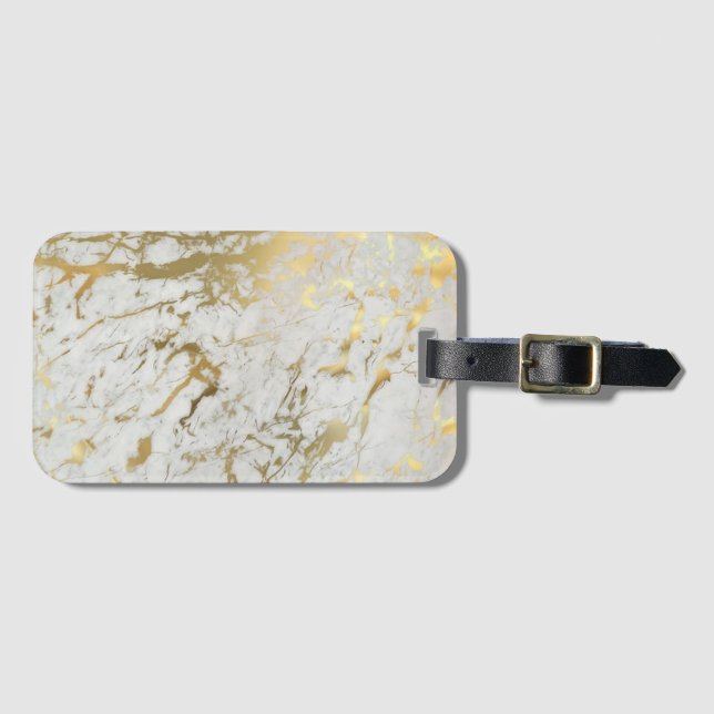White och Guld Marble Bagagebricka (Framsida horisontal)
