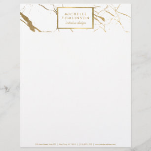 White och Guld Marble Designer Letterhead Brevhuvud