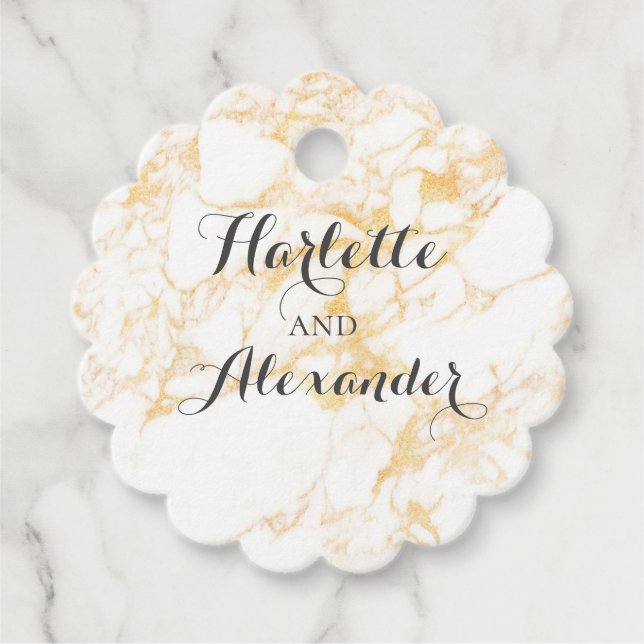 White och Guld Marble Gåvor Etiketter (Framsida)