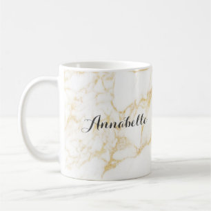 White och Guld Marble Kaffemugg