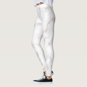 White och Guld Marble Leggings
