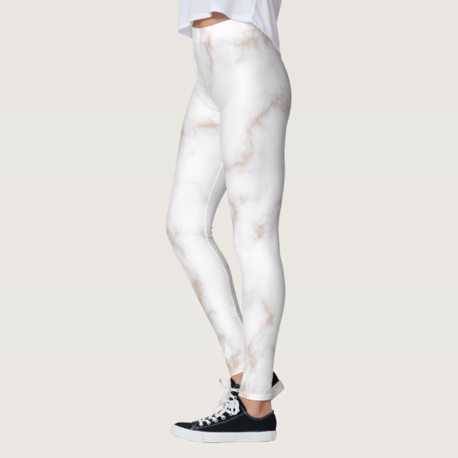 White och Guld Marble Leggings (Vänster)