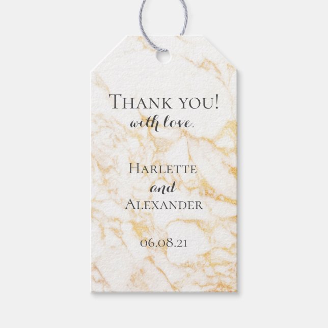 White och Guld Marble Presentetikett (Framsidan)