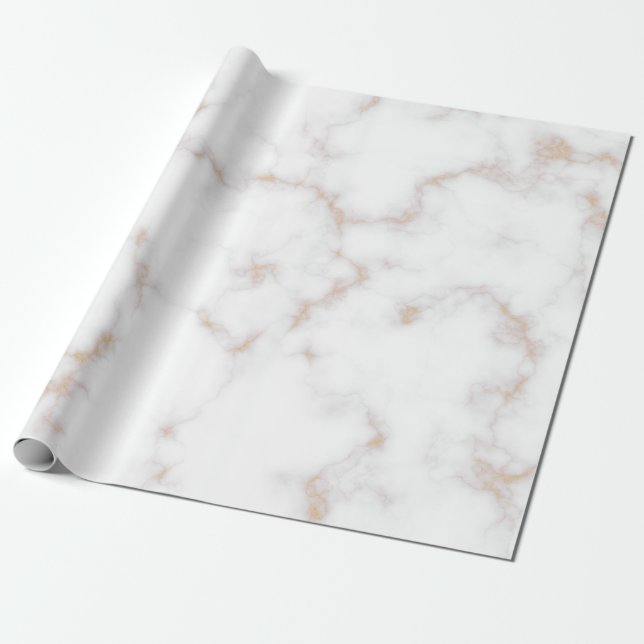 White och Guld Marble Presentpapper (Utrullad)