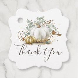 White och Guld Pumpkins Fall Tack Gåvor Etiketter