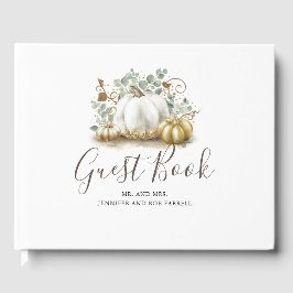 White och Guld Pumpkins Fall Wedding Gästböcker