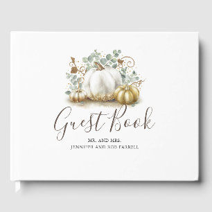 White och Guld Pumpkins Fall Wedding Gästböcker