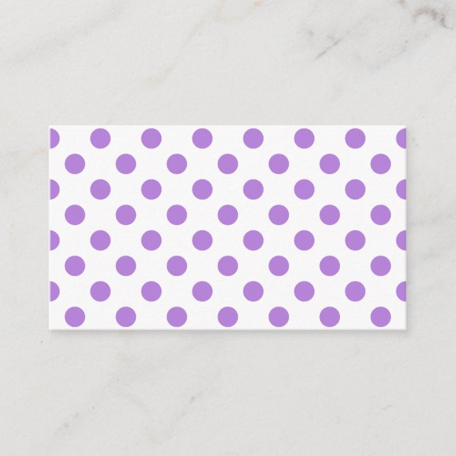 White och Lavender Polka dots Visitkort (Framsida)