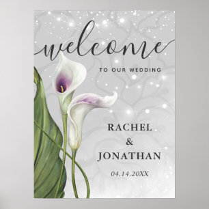 White och Lila Calla Lily Welcome Bröllop Poster