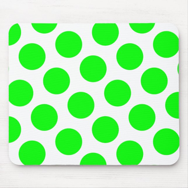 White och Lime Polka dots Musmatta (Framsidan)