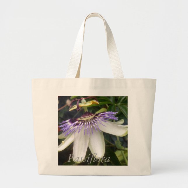 White och Mauve Passion Flower Jumbo Tygkasse (Framsidan)