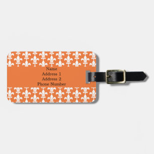 White och Orange Fleur de Lis Mönster Bagagebricka
