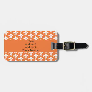 White och Orange Fleur de Lis Mönster Bagagebricka