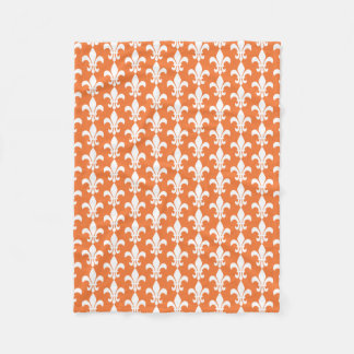 White och Orange Fleur de Lis Mönster Fleecefilt