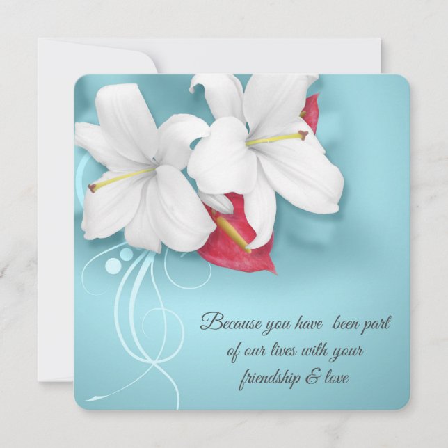 White och Red Lily Vow Renewal Bröllop Inbjudningar (Framsida)