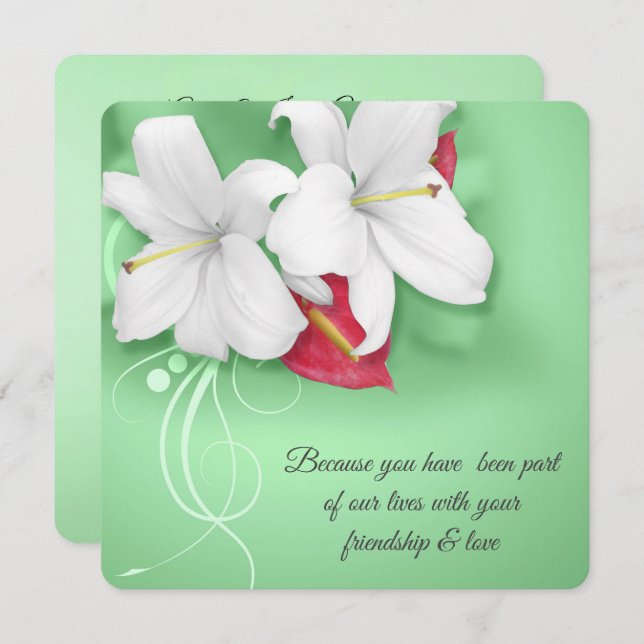 White och Red Lily Vow Renewal Bröllop Inbjudningar (Fram/baksida)