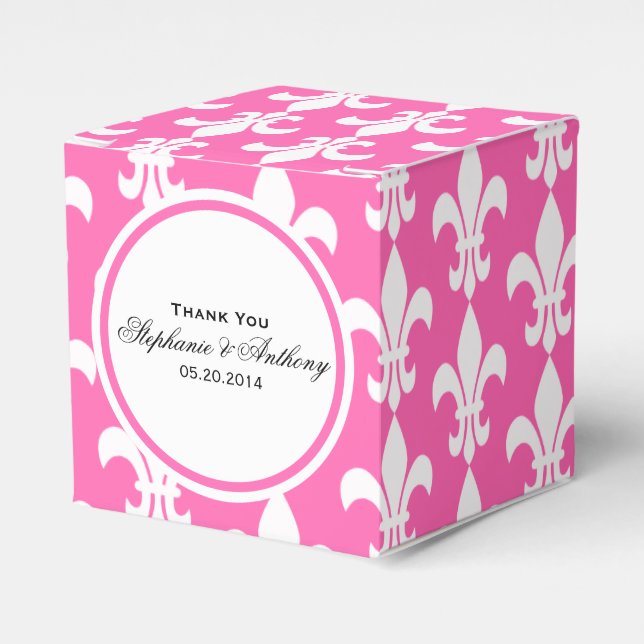 White och Shock rosa Fleur de Lis Tack Presentaskar (Framsidan Sidan)