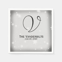 White och Silver Snowflake Bröllop Napkins Pappersservett