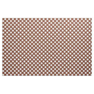 White och Terracotta Poka Dot Tyg