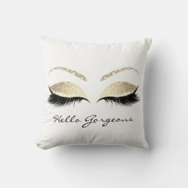 White Öga Makeup Lash Hej Gorgous Guld Spark Kudde