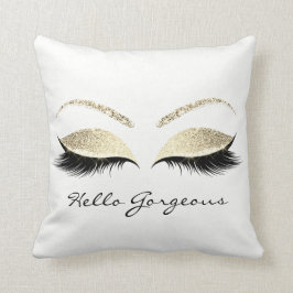 White Öga Makeup Lash Hej Gorgous Guld Spark Kudde