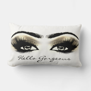 White Ögon Makeup Lash Hej Gorgous Guld Ögon Lumbarkudde