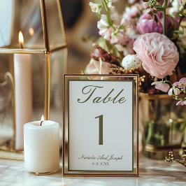 White Olive Green Old Money  Wedding Table Number Inbjudningar
