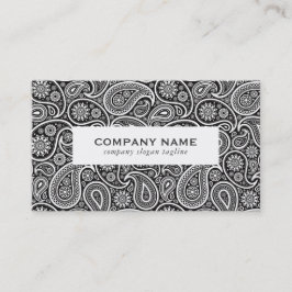 White on Black Vintage Paisley Mönster Visitkort