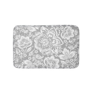 White on Grått Baroque Damasks Badrumsmatta