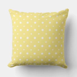 White on Lemon Gult Quirky Polka Dot Mönster Kudde