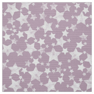 White on Mauve Lino Print Stars Mönster Tyg