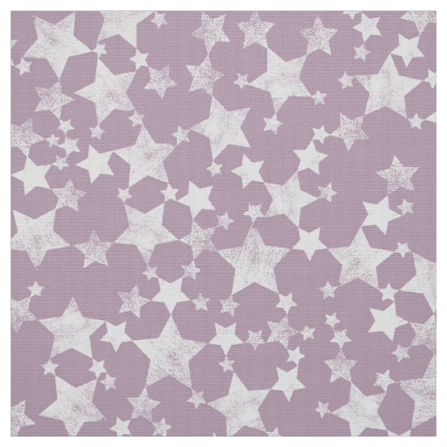 White on Mauve | Lino Print Stars Mönster Tyg (Provkarta)