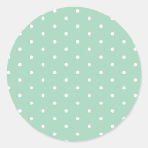 White on Mint Polka dots Runt Klistermärke