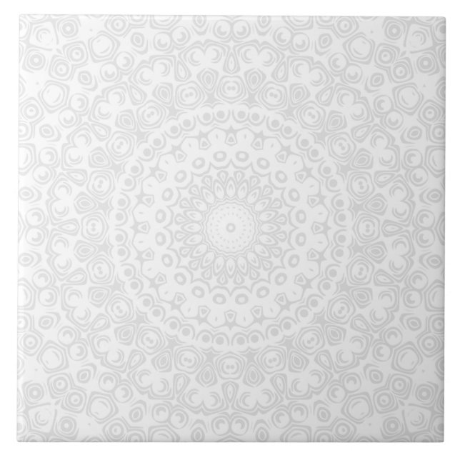 White on White Minimum Mandala Mönster Kakelplatta (Framsidan)
