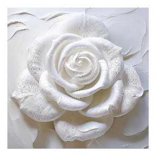 White On White - Skulptural Ros Fototryck