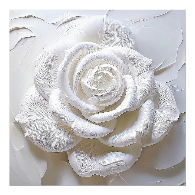 White On White - Skulptural Ros Fototryck (Framsidan)