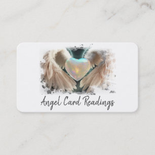 *~* White Opal Heart Guld Angel Vingar AP78 QR Visitkort