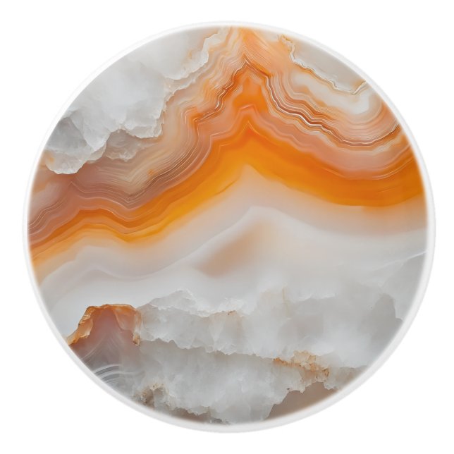 White Orange Agate Mönster Knopp (Framsidan)