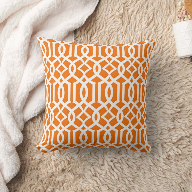 White Orange Moroccan Trellis Decor Pillow Kudde (Filt)