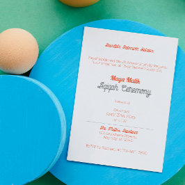 White Orange Solid Färg Plain, Aqiqah Baby Shower Inbjudningar