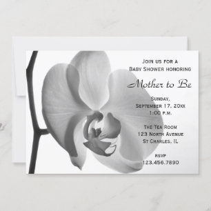 White Orchid Baby Shower Inbjudningar