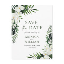 White Orchid Bohemian Blommigt Bröllop spara datum