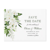 White Orchid Bohemian Blommigt Bröllop spara datum