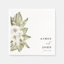 White Orchid Bröllop Cocktail Napkins Pappersservett